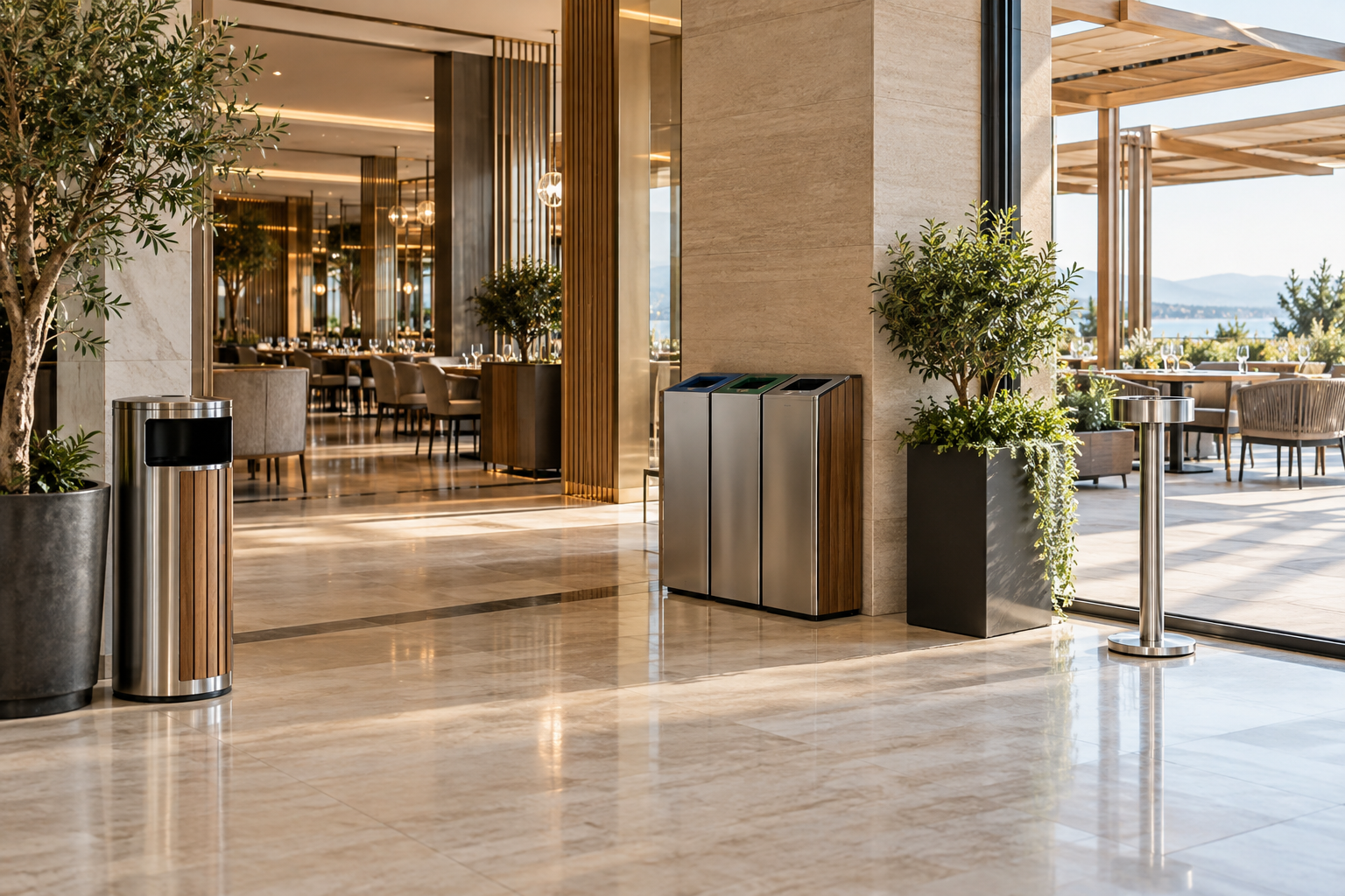 Otel lobi ve atık yönetimi ekipmanları