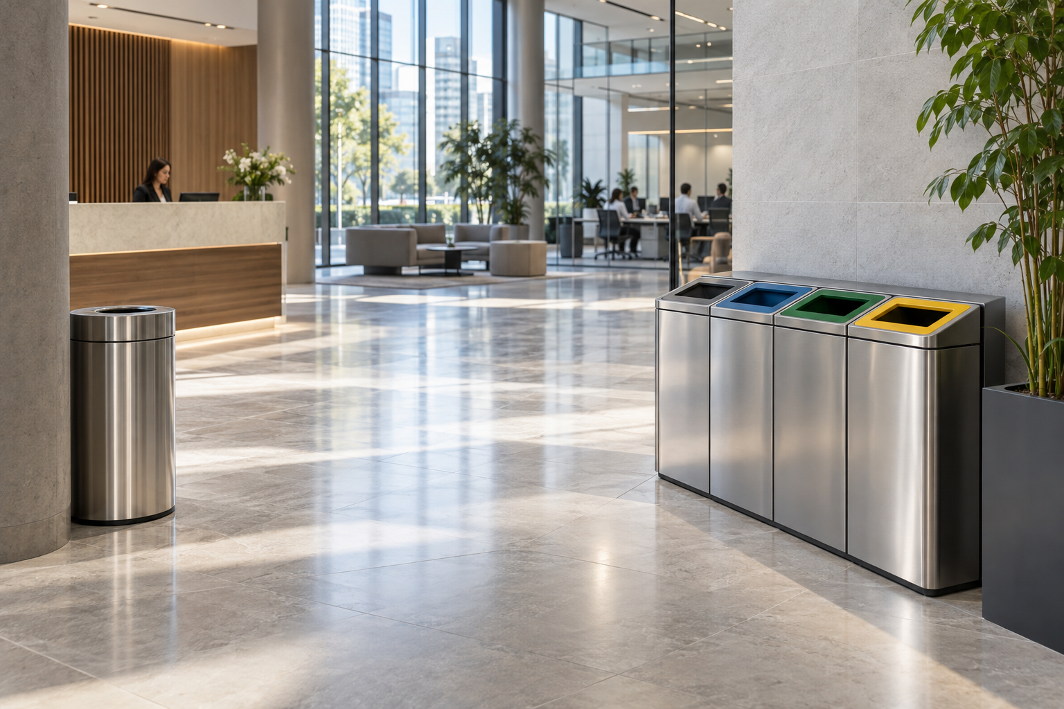 Ofis ve plazalar için modern atık yönetimi ekipmanları